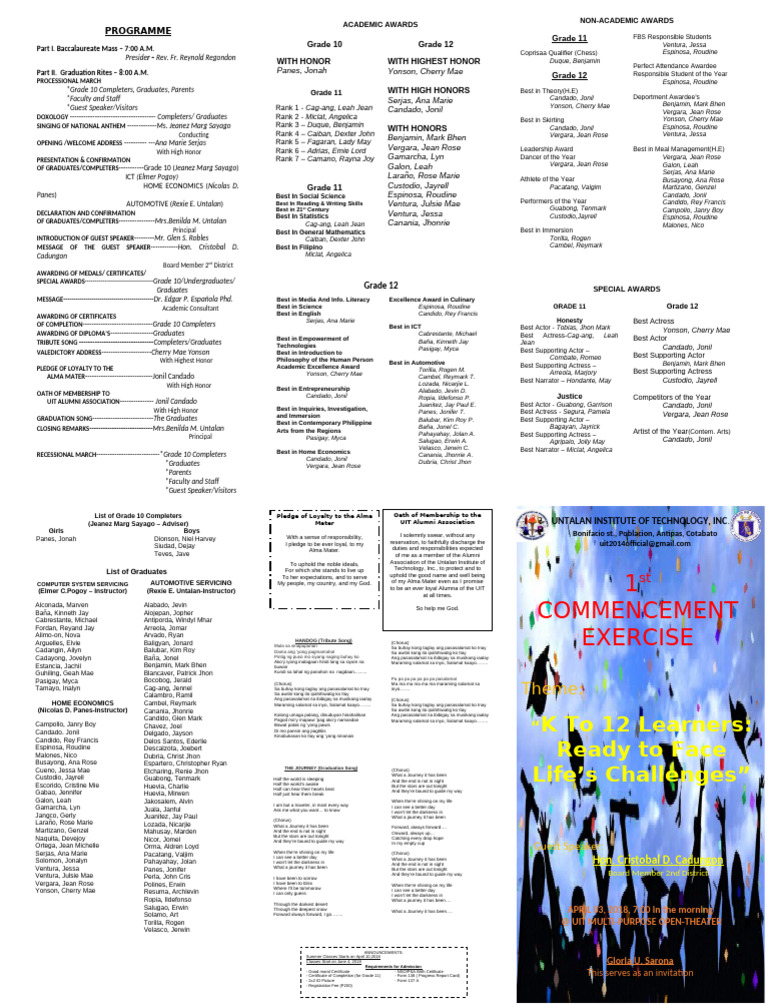 Graduation Ceremony Program 2023 | PDF