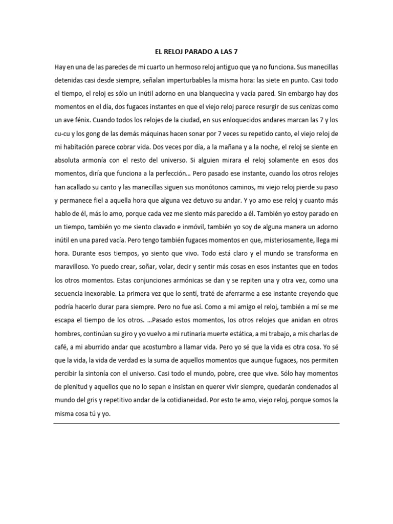 El reloj parado y la vida plena | PDF