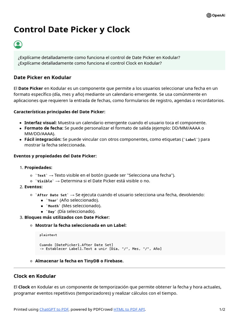 Date Picker y Clock en Kodular: Guía Completa | PDF | Informática ...