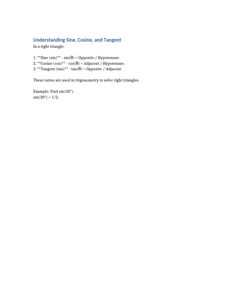 Trigonometry: Sine, Cosine, Tangent Explained | PDF
