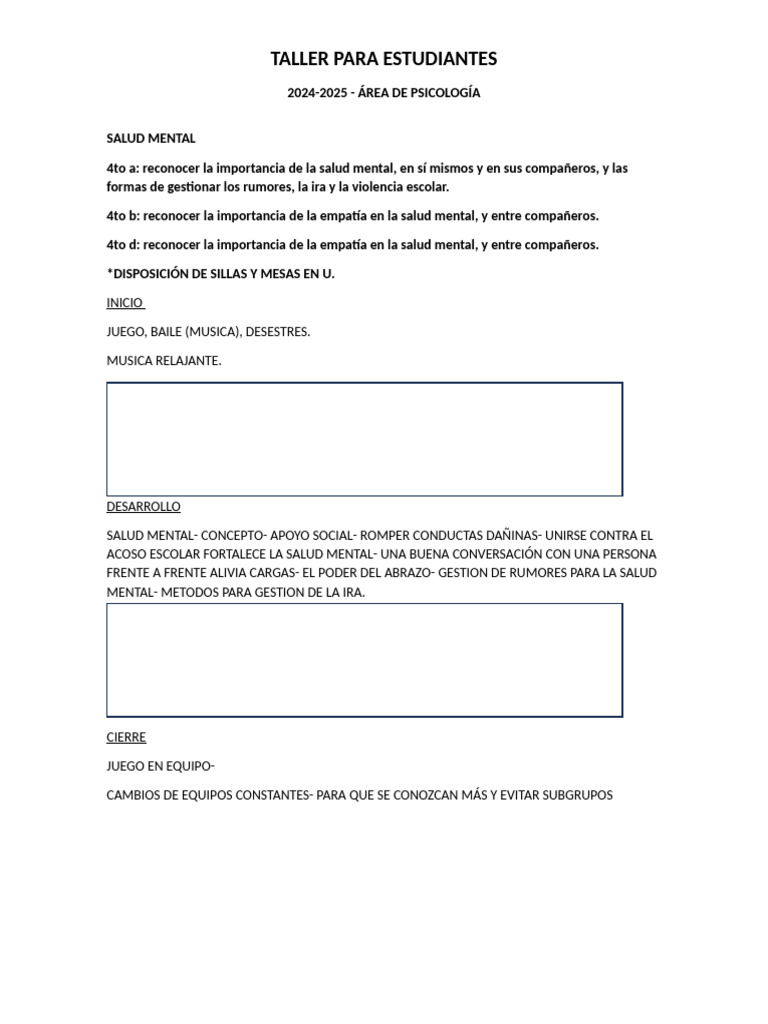Taller de Salud Mental y Empatía 2024 | PDF | Las emociones | Compasión