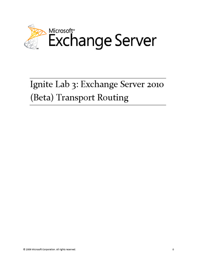Lab 03 - Exchange Server 2010 (Beta) Transport Routing | PDF | Computer ...