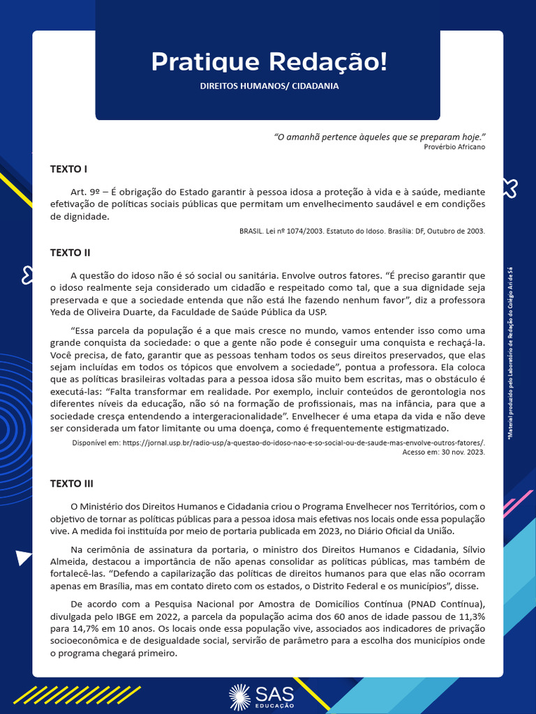 Desafios do Envelhecimento Digno no Brasil | PDF | Terceira idade ...