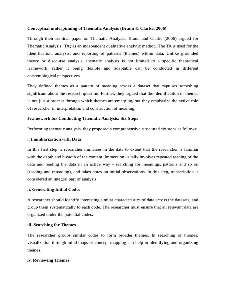 Six Steps of Thematic Analysis Guide | PDF | Methodology | Cognitive ...