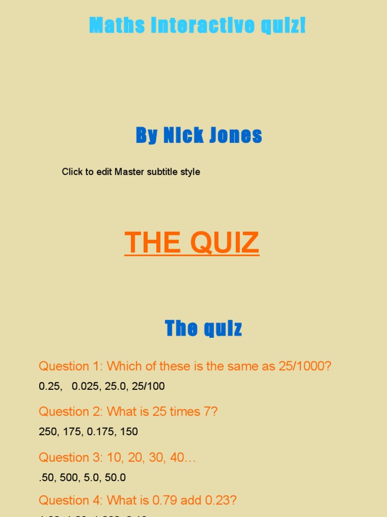 Interactive Maths Quiz for Students | PDF