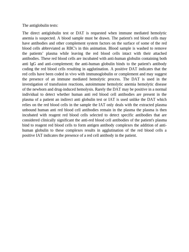 Direct Antiglobulin Test Overview | PDF