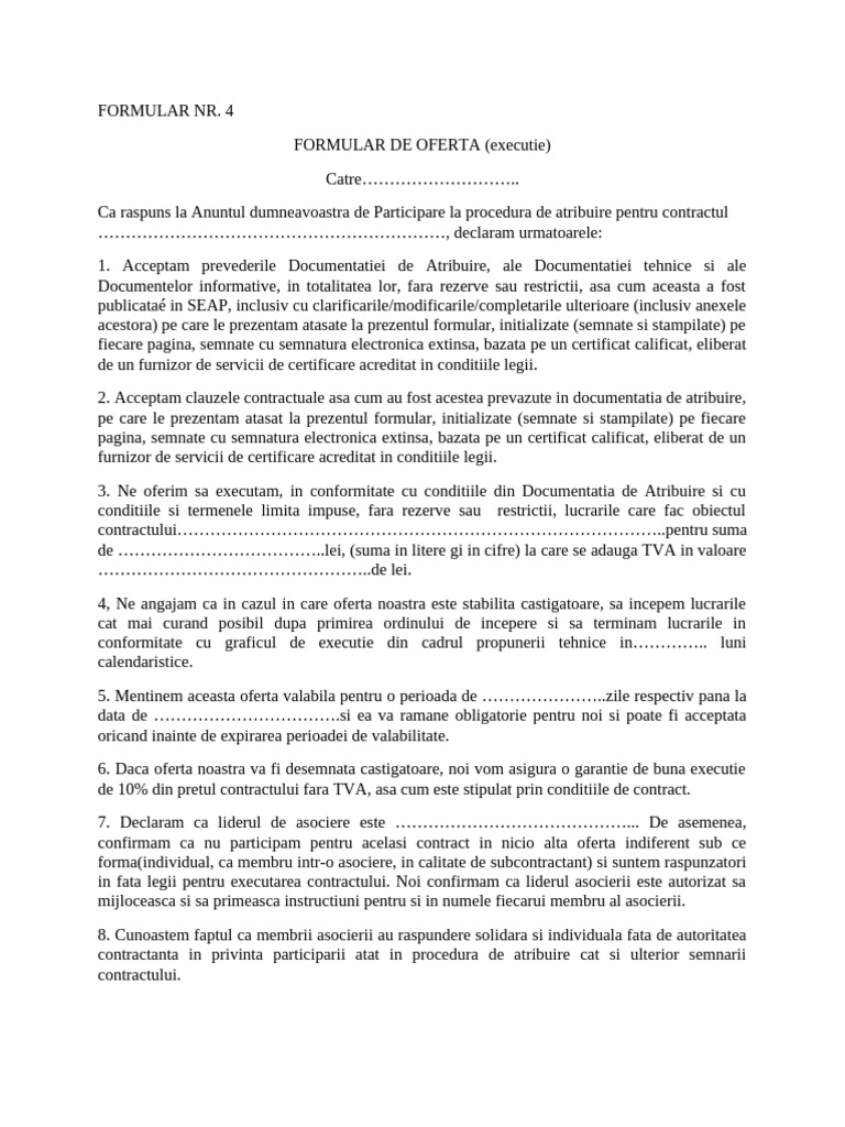 Formular de Oferta | PDF