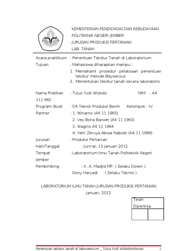 Penentuan Tekstur Tanah Di Lab
