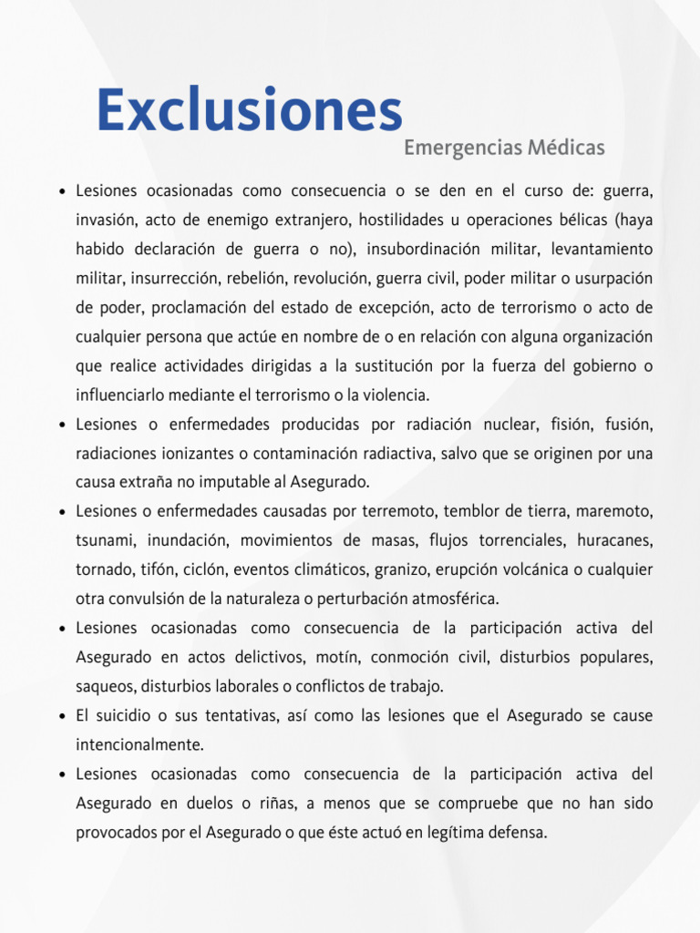 Exclusiones en Emergencias Médicas | PDF | Tsunami | Medicina