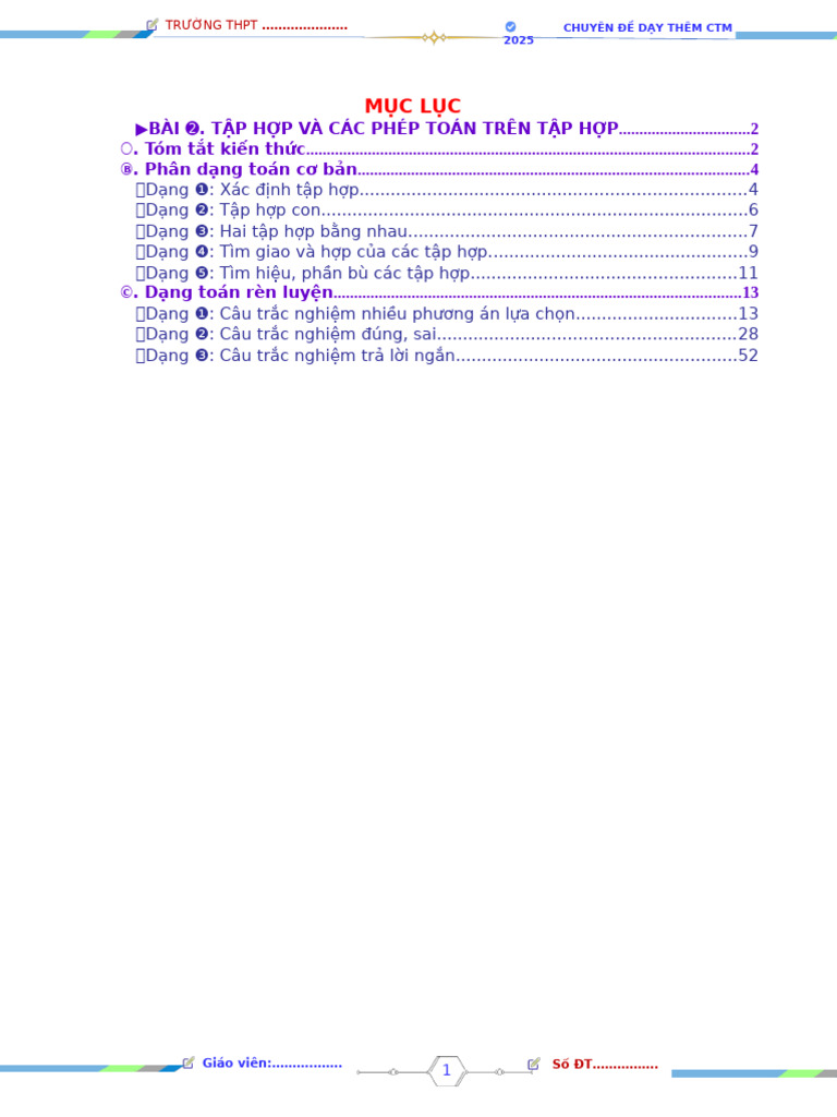 C1-B2-Tap Hop Va Cac Phep Toan Tren Tap Hop | PDF