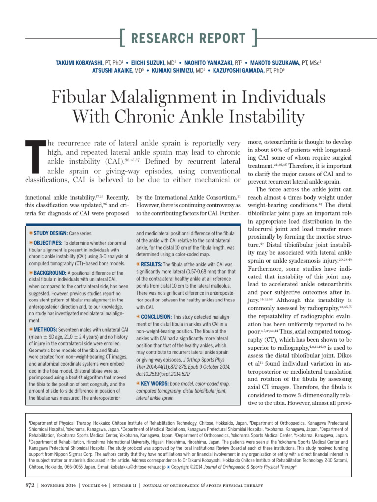 Fibular Malalignment in Chronic Ankle Instability | PDF | Ankle | Limbs ...