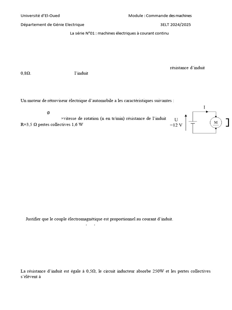 Exercices sur les machines électriques | PDF | Puissance (physique ...