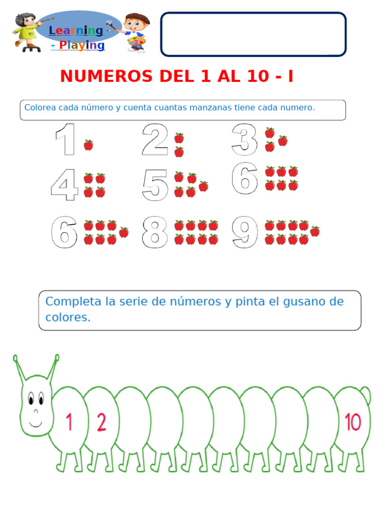 Ficha de Trabajo: Números del 1 al 10 | PDF