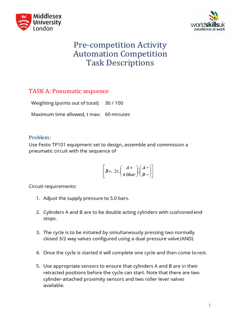 Automation Competition Task Overview | PDF | Valve | Programmable Logic ...