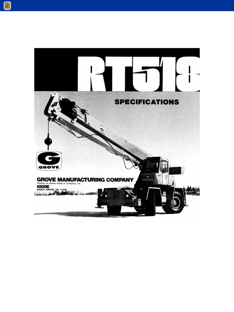 Crane Specifications for RT518 Model | PDF