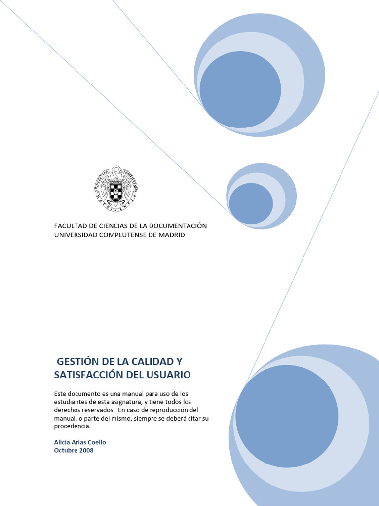 Gestion de La Calidad y Satisfaccion Del Usuario | PDF | Realimentación ...