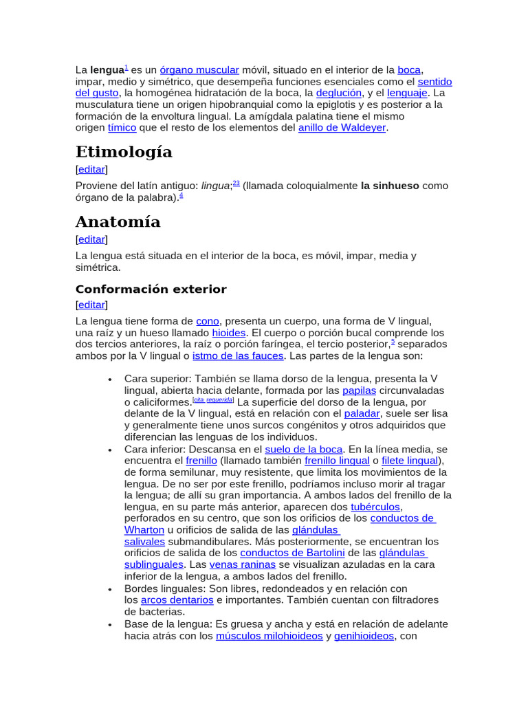 Anatomía y funciones de la lengua | PDF | Lengua | Anatomía humana