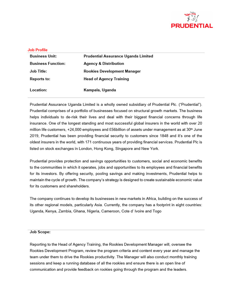Job Description Rookies Development Manager | PDF | Business | Economies