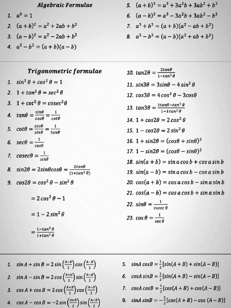 Trigonometric Formula | PDF | Trigonometric Functions | Combinatorics