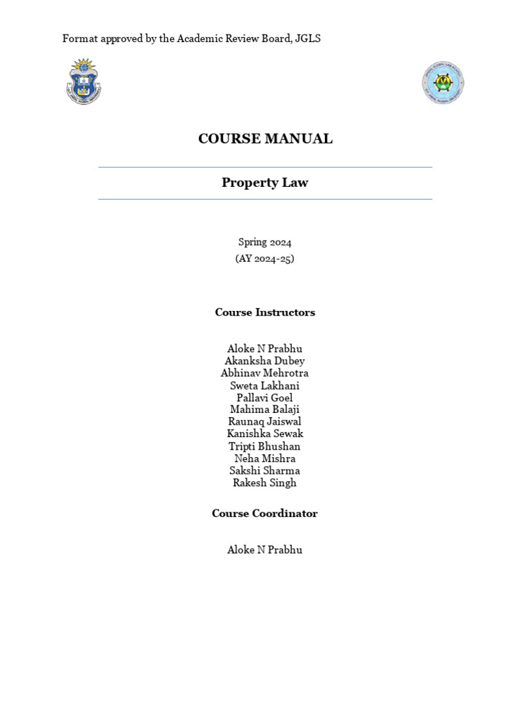Property Law Course Manual 2024 | PDF | Lease | Disability