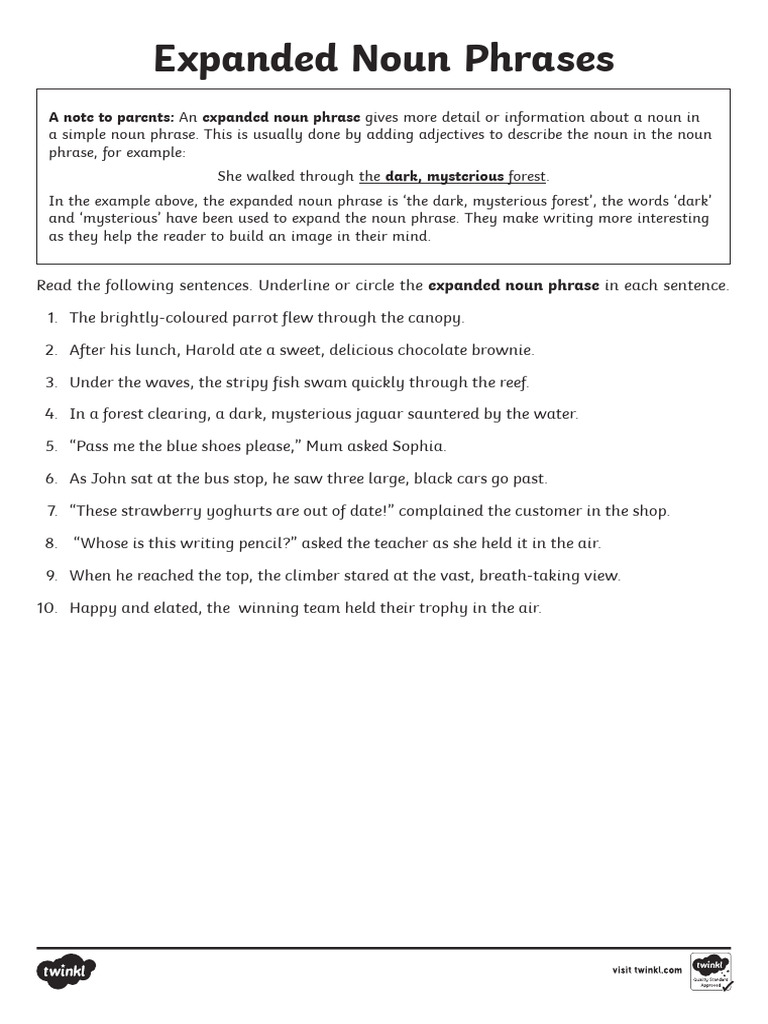 Expanded Noun Phrases and Passive Voice Practice | PDF | Noun | Phrase