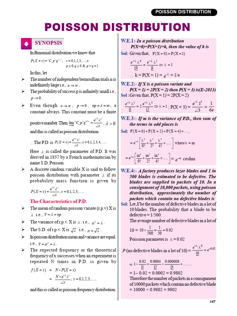 Mean and Variance in Poisson Distribution | PDF | Poisson Distribution ...