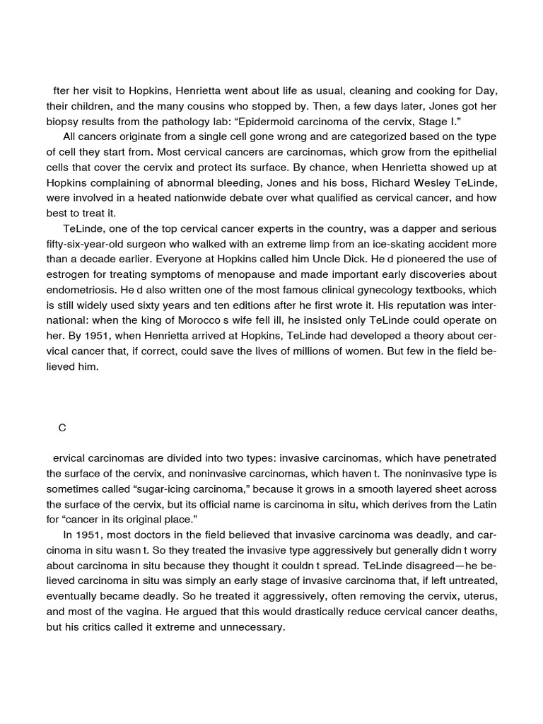 Henrietta_lacks+Chapter+3 | PDF | Cervical Cancer | Cancer