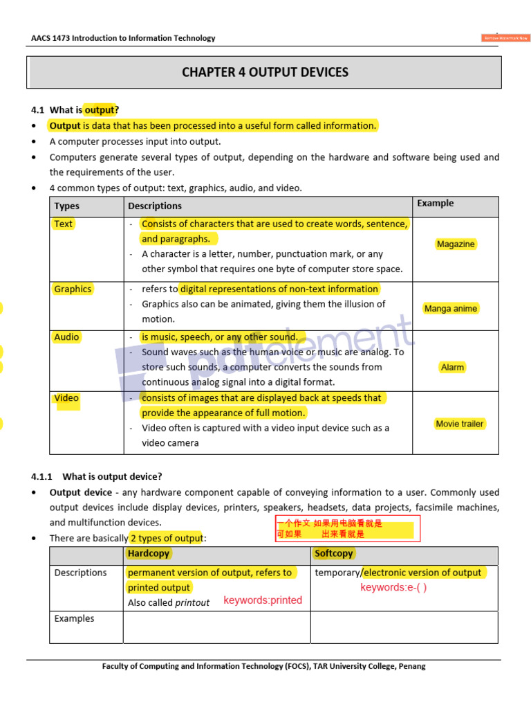 Overview of Computer Output Devices | PDF | Printer (Computing ...