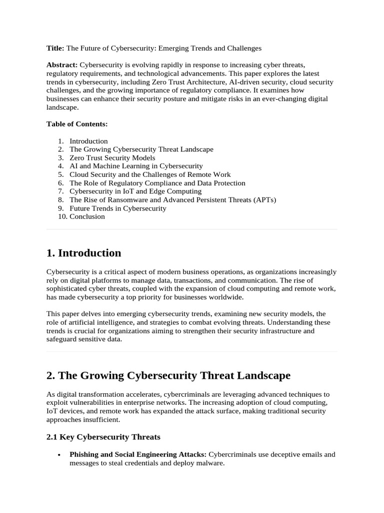 Emerging Cybersecurity Trends and Strategies | PDF | Security ...