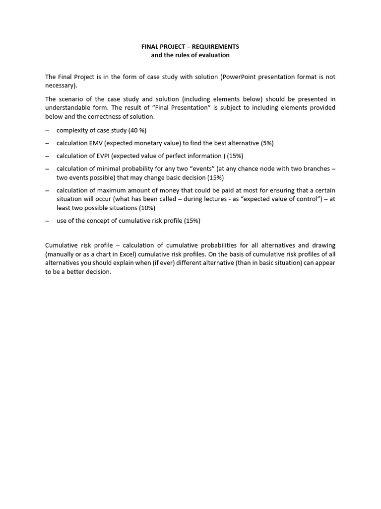 Information - Requirements Concerning Final Project | PDF | Risk ...