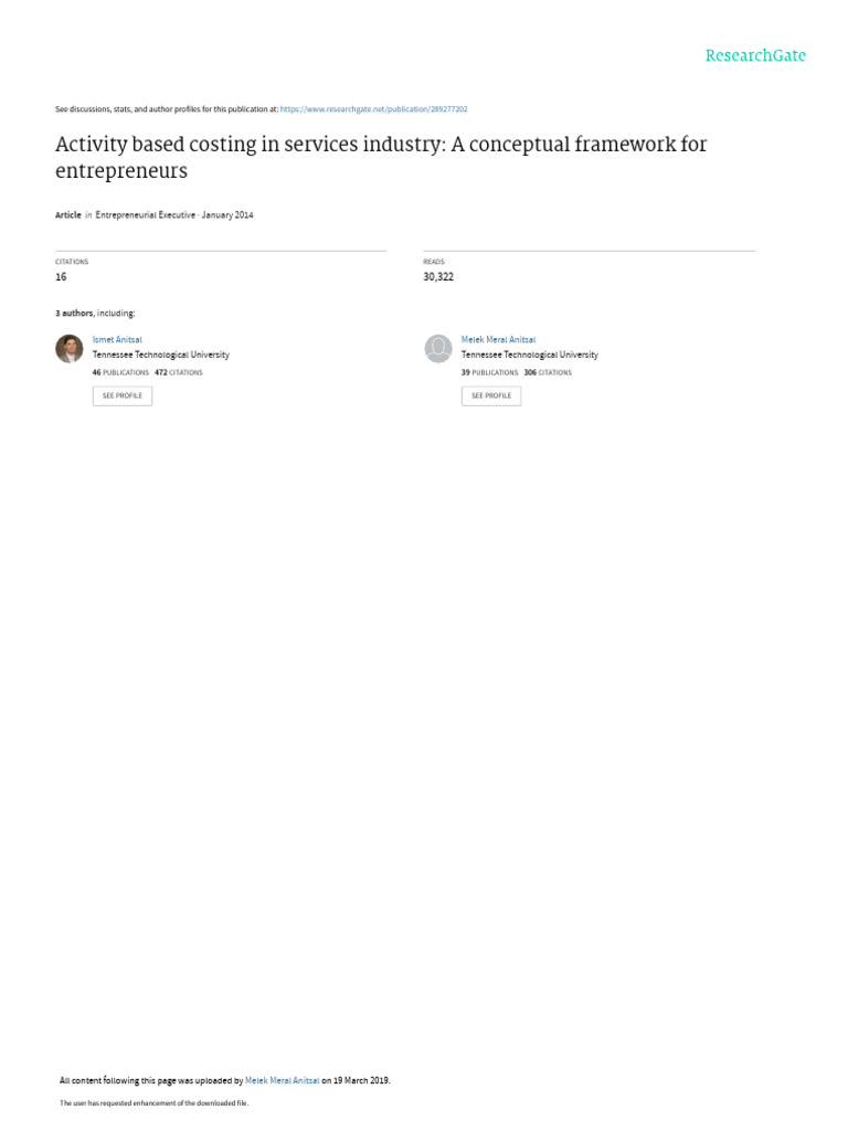 Activity-Based Costing for Service Entrepreneurs | PDF | Marketing ...