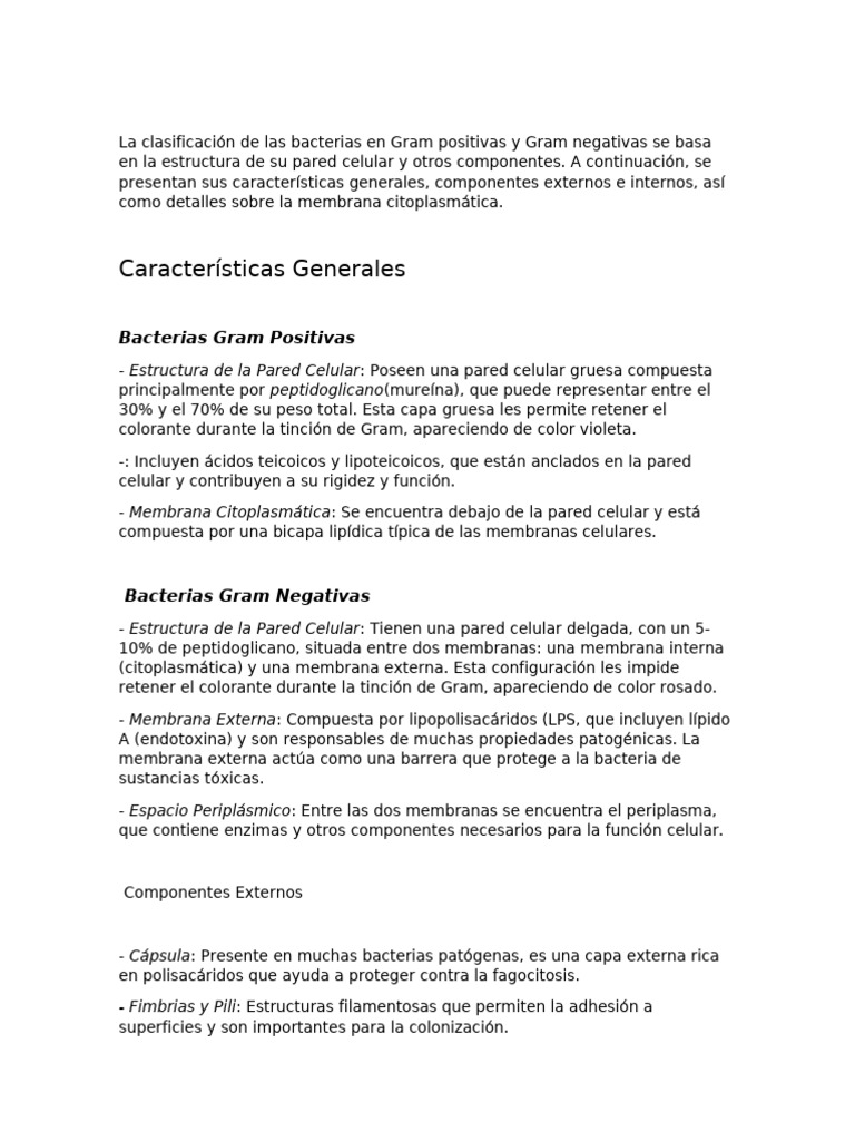 Estructura y Características de Bacterias Gram | PDF | Bacterias Gram ...