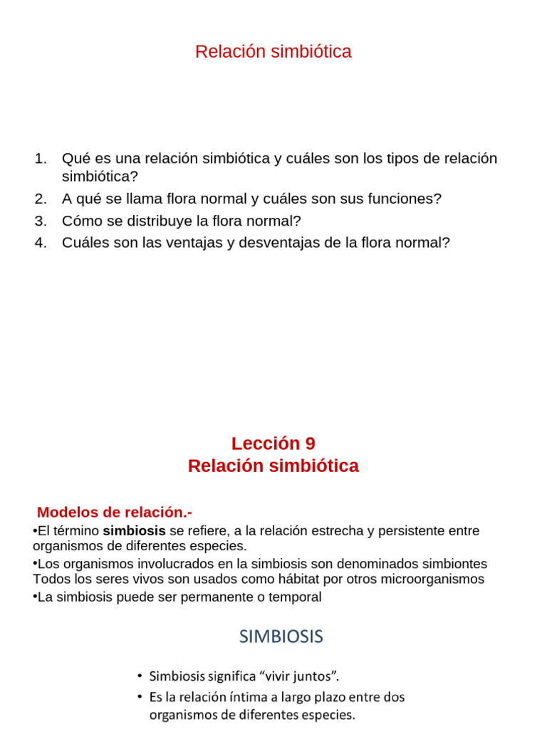 Temas # 9 y 10 Relación Simbiótica | PDF | Simbiosis | Especialidades ...