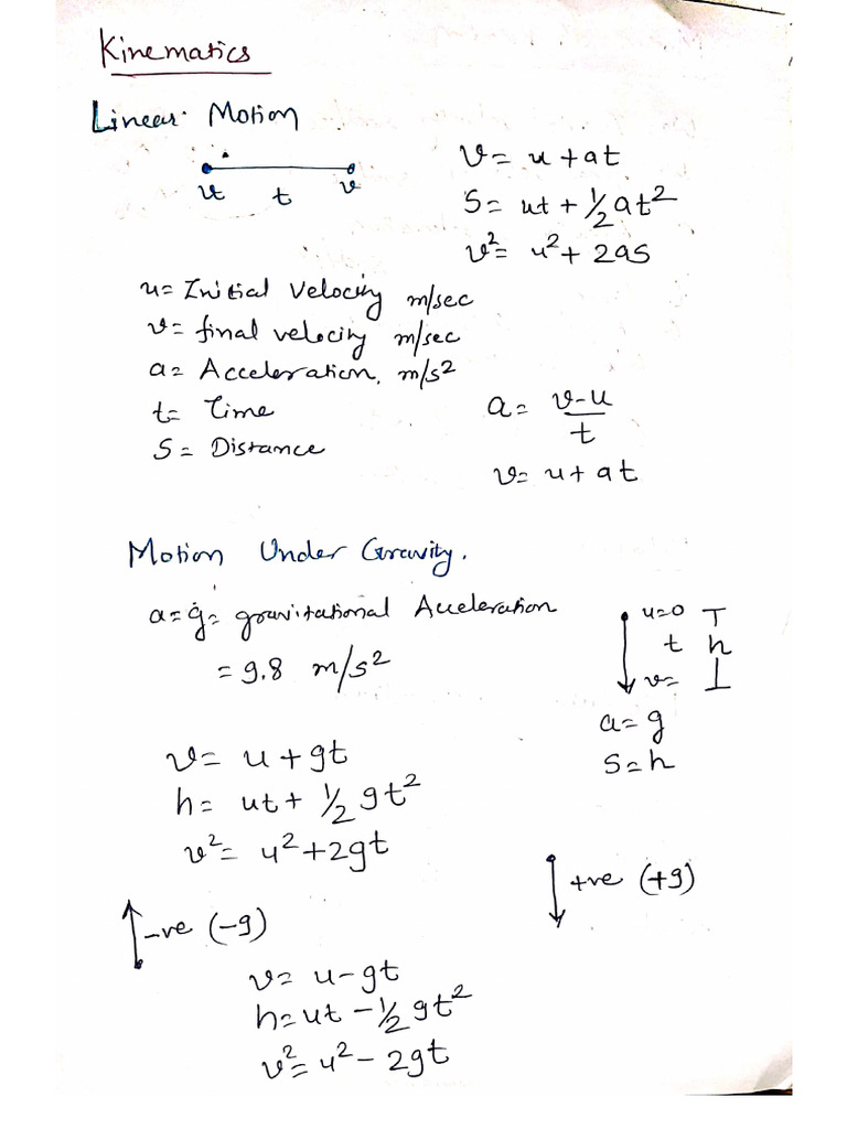 Kinematics Chapter 1 | PDF