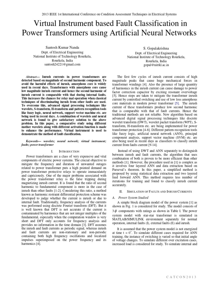 Fault Classification in Power Transformers | PDF | Wavelet | Discrete ...