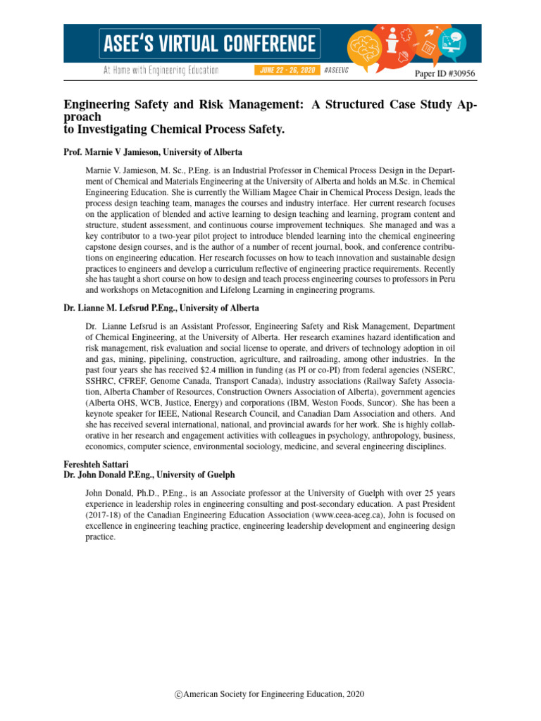 Engineering Safety and Risk Management A Structured Case Study Approach ...