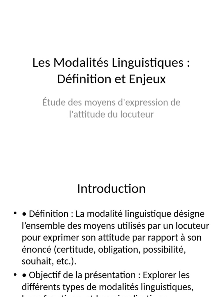Modalités Linguistiques et Attitude du Locuteur | PDF