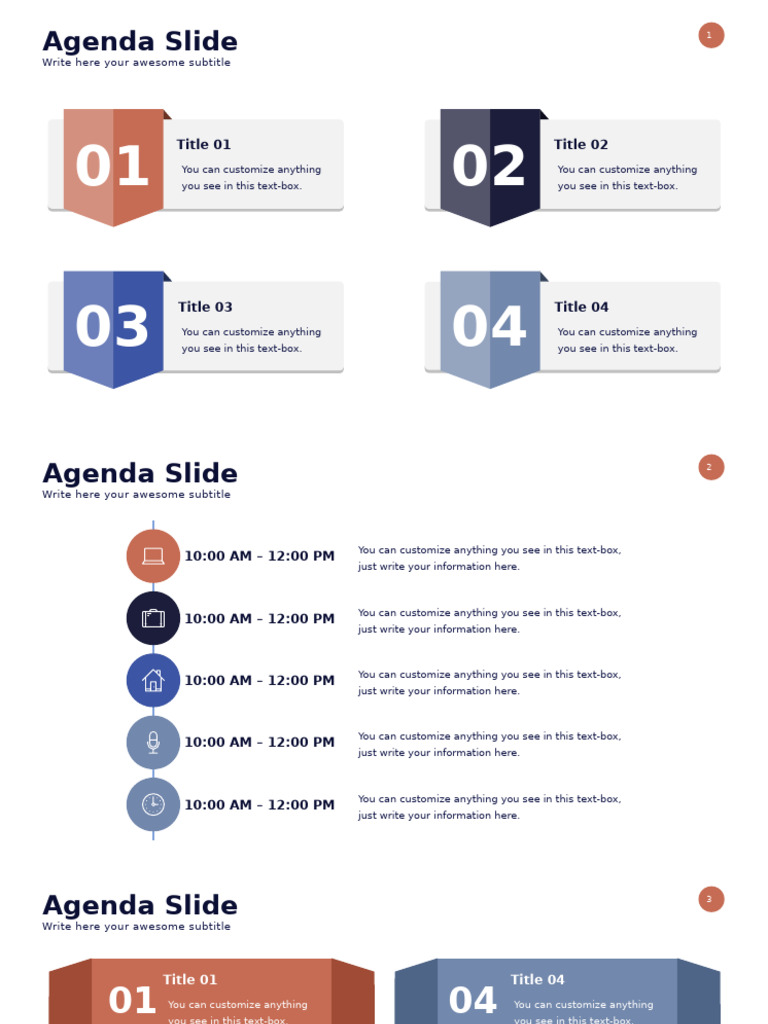 Customizable Agenda Slide Template | PDF