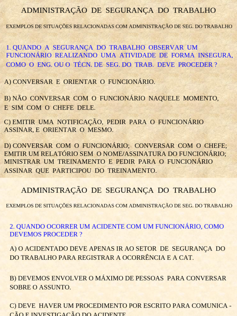 Exemplos de Segurança do Trabalho | PDF