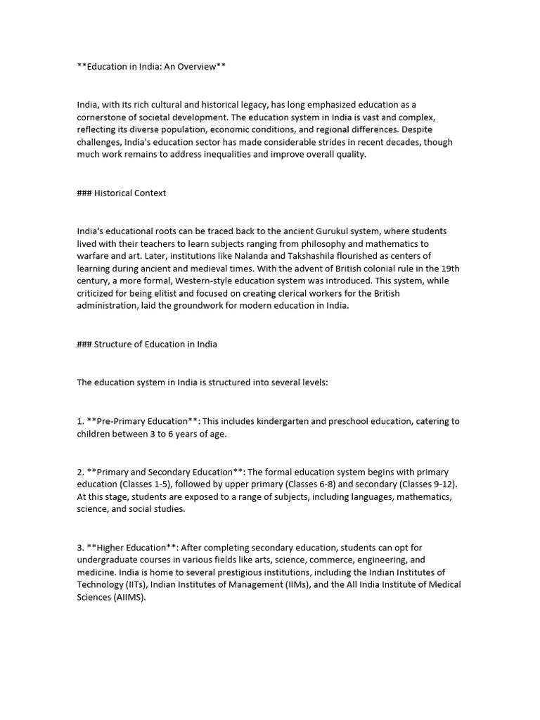 Overview of India's Education System | PDF