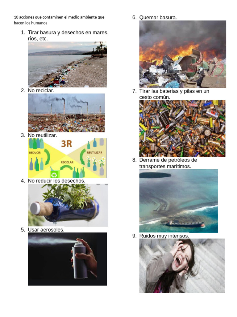 10 Acciones Humanas que Dañan el Medio Ambiente | PDF