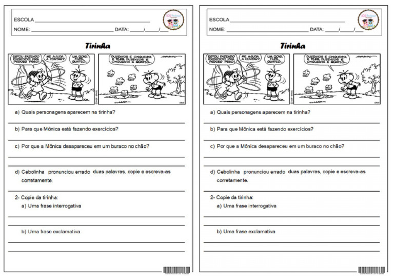 Interpretação de Tirinha 4 Ano | PDF