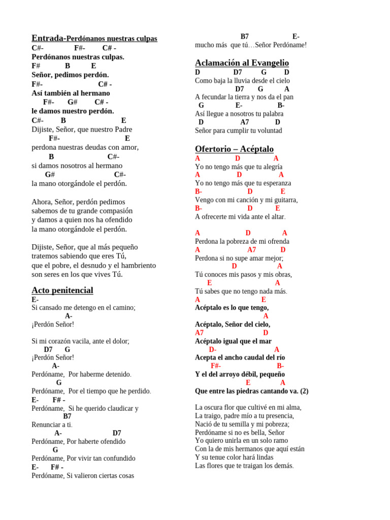 Letra de Canciones de Perdón y Alabanza | PDF | Perdón | Cristo (título)