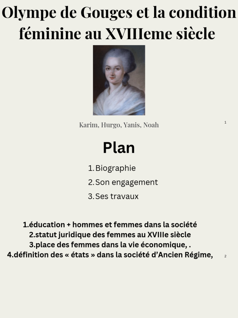Olympe de Gouges et la condition féminine | PDF