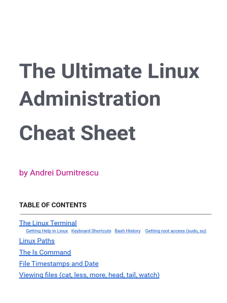 Linux Cheat Sheet V1.0 | PDF | Secure Shell | Ip Address