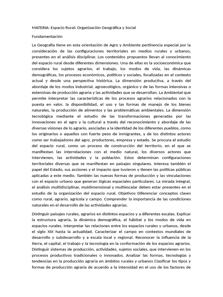 Organización del Espacio Rural y Urbano | PDF | Evaluación | Agricultura