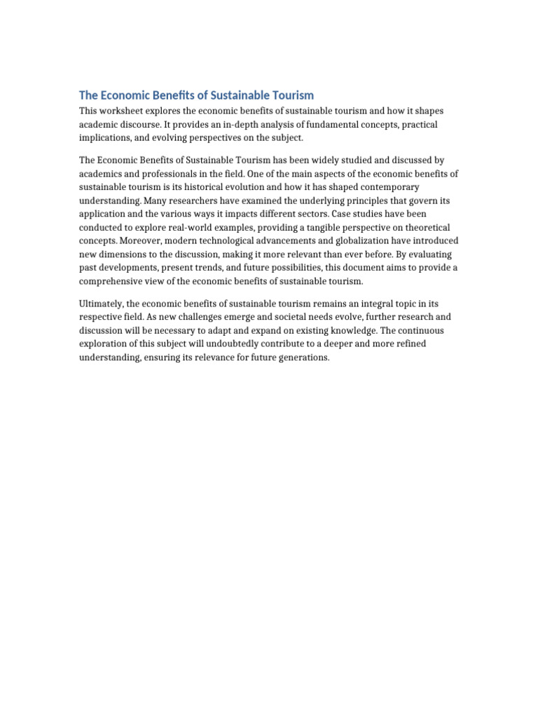 Economic Impact of Sustainable Tourism | PDF