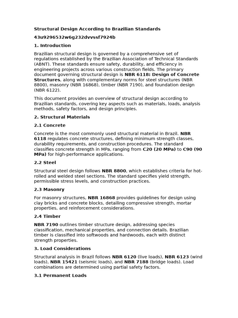 Structural Design Standards in Brazil | PDF | Structural Load | Deep ...