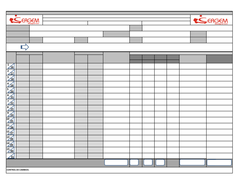 Formato Planilla Registro de Prestacion de Servicios Sergem | PDF