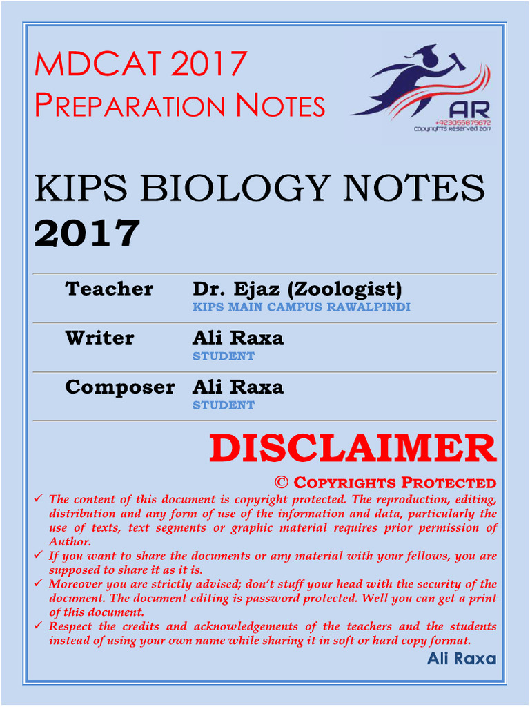 Kips Mdcat 2017 Biology by Ali Raza | PDF